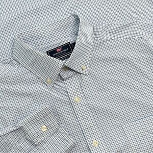 NWT Mens Vineyard Vines L Murray Shirt 100% Cotton Mini Tattersall Marine Blue